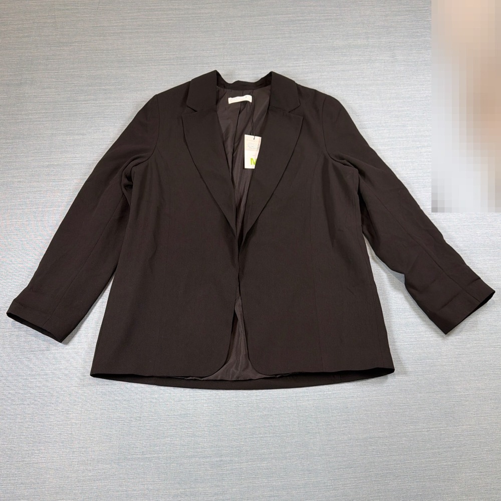 Primark Cares Womens Black Open Front Blazer Recycled Polyester Size M NEW‎